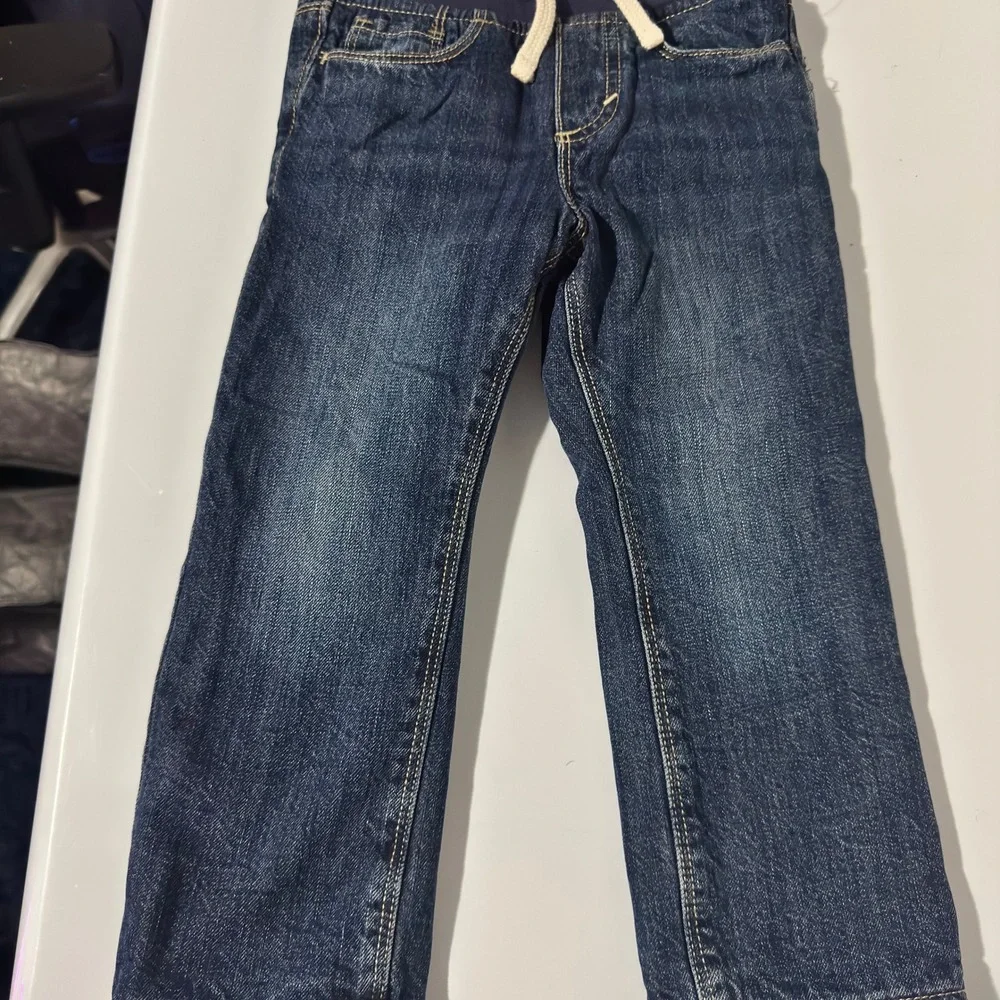 Size 4T - Old Navy Kids Relaxed Fit Pull On Jeans Dark Wash Denim Elastic Waist